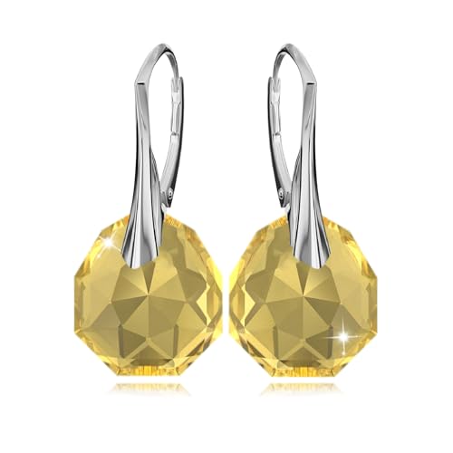 Ohrringe Silber 925 Hängend für Damen Ohrhänger Lange Ohrringe Hängend mit Kristallen Schmuck Mädchen Hängeohrringe für Sie Geschenk für eine Frau Handmade: Ohrringe (Golden Topaz) von PANDA LUXURY JEWELLERY