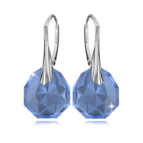 Ohrringe Silber 925 Hängend für Damen Ohrhänger Lange Ohrringe Hängend mit Kristallen Schmuck Mädchen Hängeohrringe für Sie Geschenk für eine Frau Handmade: Ohrringe (Sapphire) von PANDA LUXURY JEWELLERY