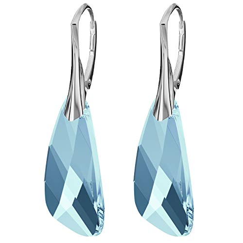 Ohrringe Silber 925 Hängend für Damen - Viele Farben - Ohrringe Hängend mit Kristallen - Flügel Schmuck für Sie - Silber Ohrringe Mädchen Ein Geschenk für eine Frau (Aquamarine) von PANDA LUXURY JEWELLERY