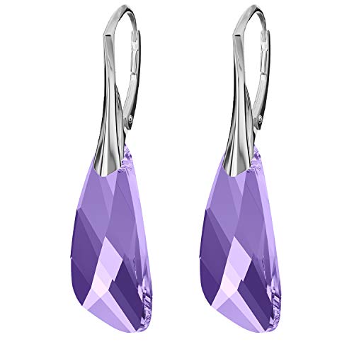 Ohrringe Silber 925 Hängend für Damen - Viele Farben - Ohrringe Hängend mit Kristallen - Flügel Schmuck für Sie - Silber Ohrringe Mädchen Ein Geschenk für eine Frau (Tanzanite) von PANDA LUXURY JEWELLERY