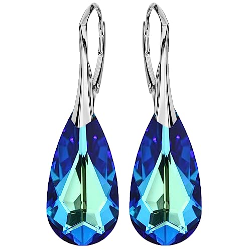 Ohrringe Sterling Silber 925 Hängend für Damen Lang Birne Hängeohrringe Mädchen Modeschmuck Ohrhänger Ohrringe mit Kristallen Schmuck für Sie Geschenk Frau Handmade: Ohrringe (Bermuda) von PANDA LUXURY JEWELLERY