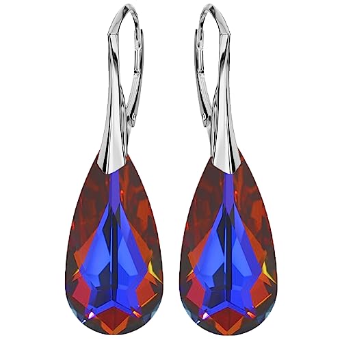 Ohrringe Sterling Silber 925 Hängend für Damen Lang Birne Hängeohrringe Mädchen Modeschmuck Ohrhänger Ohrringe mit Kristallen Schmuck für Sie Geschenk Frau Handmade: Ohrringe (Volcano) von PANDA LUXURY JEWELLERY