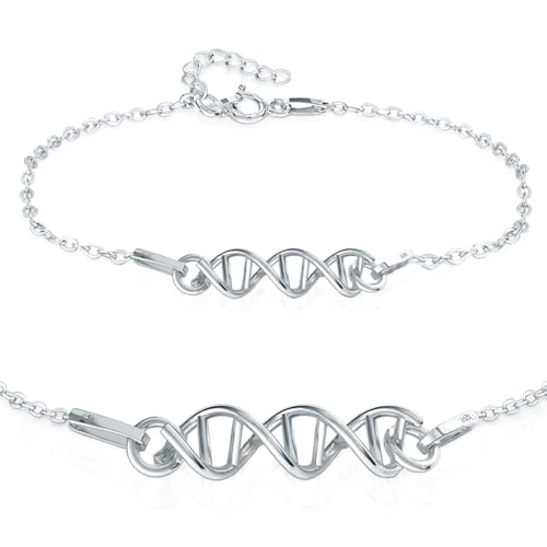 PANDA LUXURY JEWELLERY Armband Damen Silber 925 DNA Glänzende Armbänder Sterlingsilber Schmuck für Sie Mädchen Einstellbare Länge Damen Molekularer Schmuck Chemische Formel Geschenk Valentinstag von PANDA LUXURY JEWELLERY