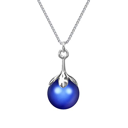PANDA LUXURY JEWELLERY Halskette Damen Sterling Silber 925 Kette mit Anhänger Kette mit Perlen Halskette Mädchen Schmuck für Sie Modeschmuck Geschenk Frauen Geschenkbox Handmade: Ketten (Dark Blue) von Panda-Jewellery