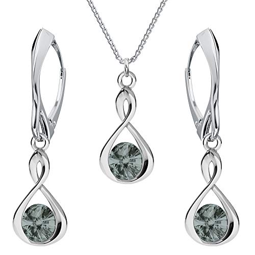PANDA LUXURY JEWELLERY Schmuckset für Damen Unendlichkeit Ohrringe Silber 925 Hängend Kette mit Anhänger Schmuck Set für Sie mit Kristallen Infinity Halskette Mädchen Geschenk von PANDA LUXURY JEWELLERY