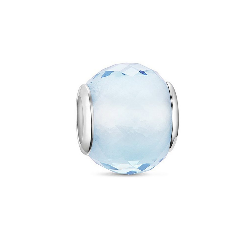 PANDACHARMS Bead Kleiner Hellblauer Facettenglas Charm für Armband, Hülse 925 Silber von PANDACHARMS