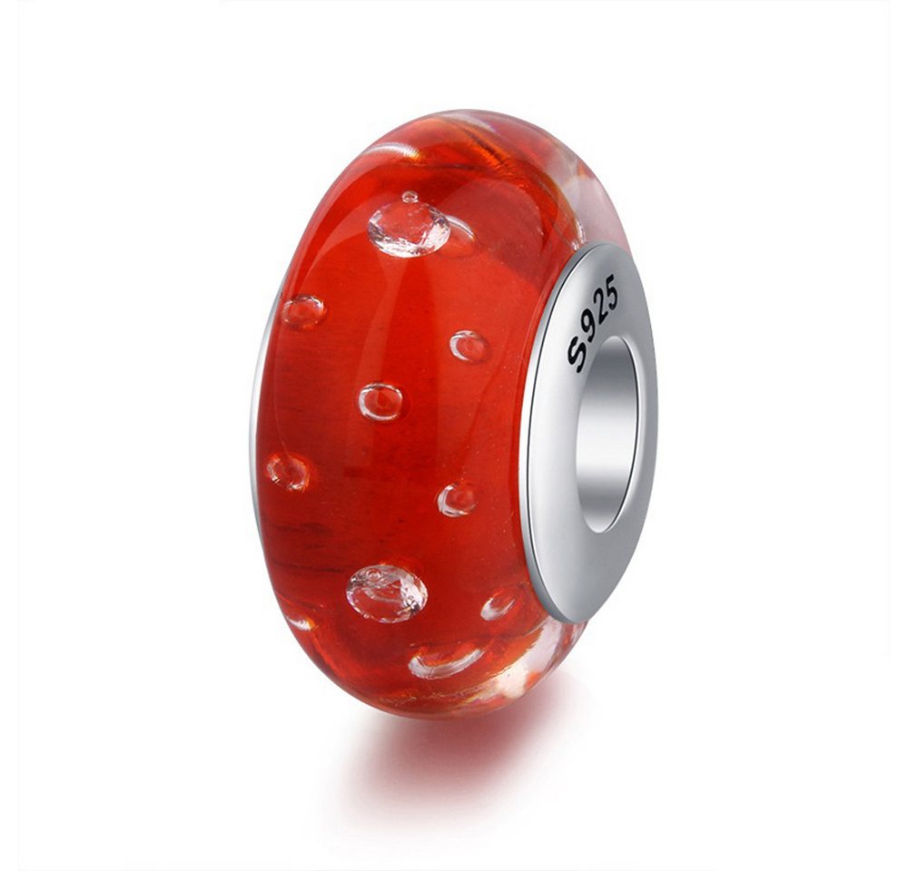 PANDACHARMS Bead Rote Luftblasen Glas Charm für Charm Armband, Hülse aus 925 Silber von PANDACHARMS