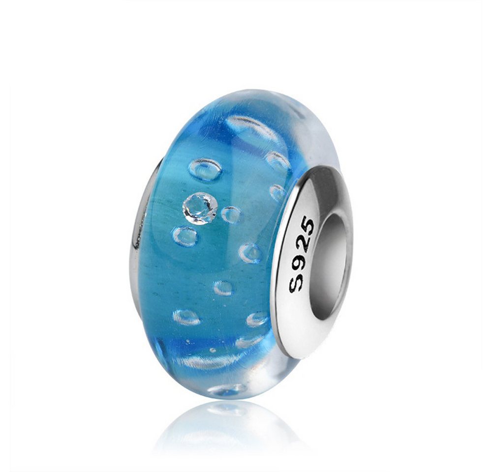 PANDACHARMS Bead Türkise Luftblasen Glas Charm für Charm Armband, Hülse aus 925 Silber von PANDACHARMS