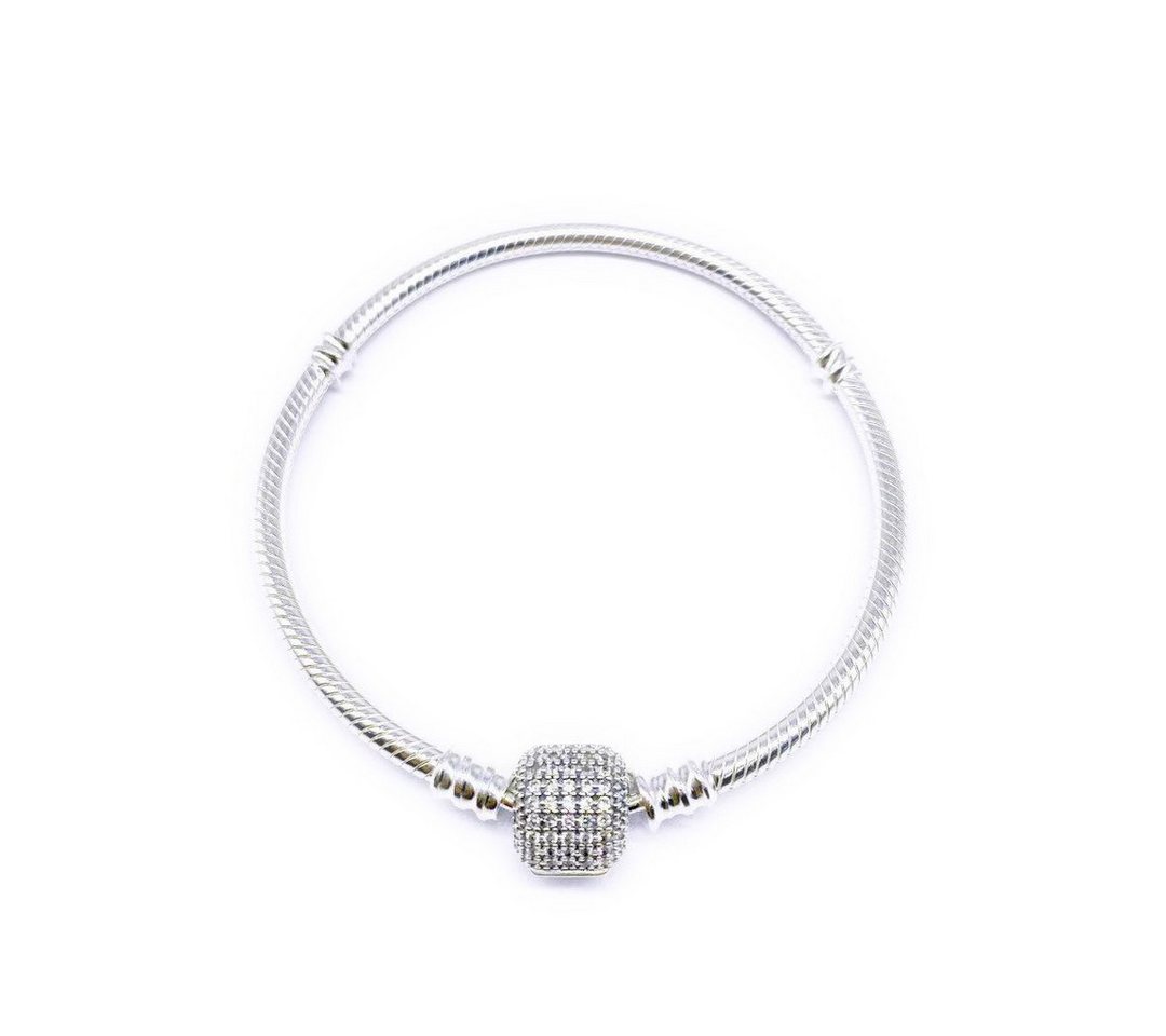 PANDACHARMS Charm-Armband mit Pavé Verschluss, aus 925er Sterling Silber, Länge 16-21cm von PANDACHARMS