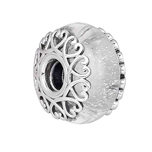 PANDOCCI 2018 Herbst schillernden weißen Glasperlen 925 Silber DIY passt für Original Pandora Armbänder Charm Modeschmuck von PANDOCCI