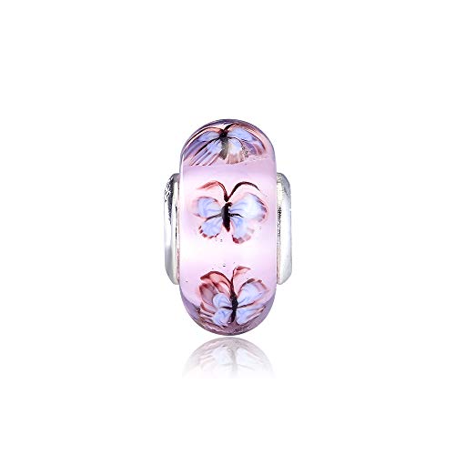 PANDOCCI 2019 frühling Schmetterling Murano Glas perlen 925 Silber DIY passt für original Pandora armbänder Charme modeschmuck von PANDOCCI