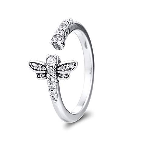 PANDOCCI 2020 Frühling Funkelnde Libelle Offener Fingerring für Frauen 925 Silber DIY Passend für Original Pandora Armbänder Charm Fashion Jewelry (56#) von PANDOCCI