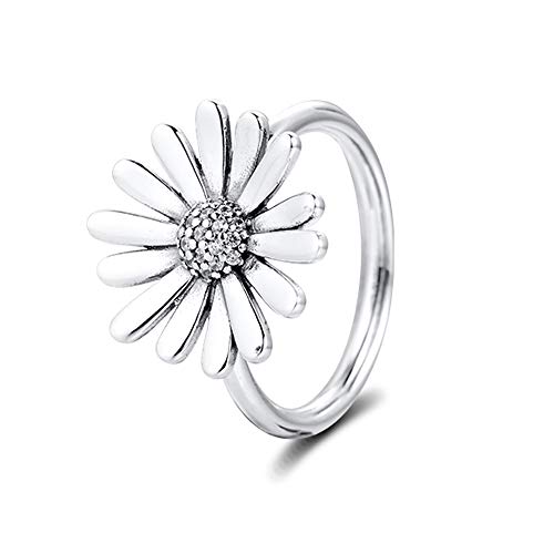 PANDOCCI 2020 Frühling Pave Gänseblümchen Blume Aussage Ringe für Frauen 925 Silber DIY Passend für Original Pandora Armbänder Charme Modeschmuck(54#) von PANDOCCI