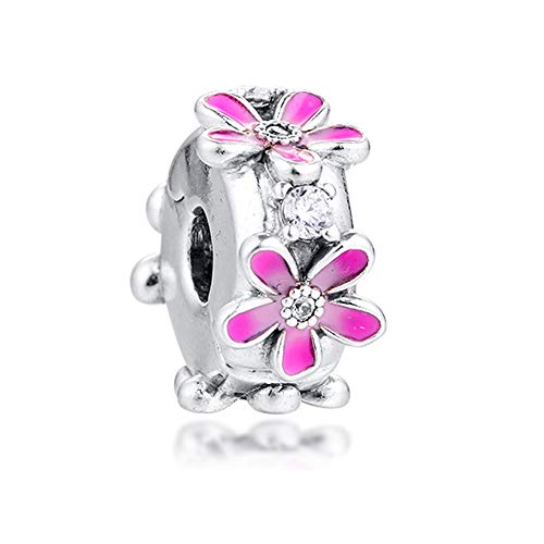 PANDOCCI 2020 Frühling Rosa Gänseblümchen Blumen Clip Perle 925 Silber DIY Passt für Original Pandora Armbänder Charme Modeschmuck von PANDOCCI