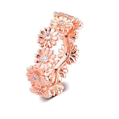 PANDOCCI 2020 Frühling Rose Funkelnde Gänseblümchen Blume Kronenring für Frauen 925 Silber DIY Passend für Original Pandora Armbänder Charme Modeschmuck (58#) von PANDOCCI