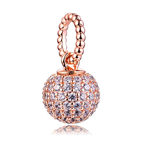 PANDOCCI 2020 Rose Gold Pave Ball anhänger Perle 925 Silber DIY passt für original Pandora armbänder Charme modeschmuck (Rose Gold) von PANDOCCI