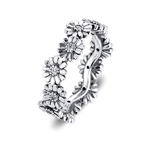 PANDOCCI Frühling Funkelnde Gänseblümchenblume Kronenringe für Frauen 925 Silber DIY Passend für Original Pandora Armbänder Charme Modeschmuck (56#) von PANDOCCI