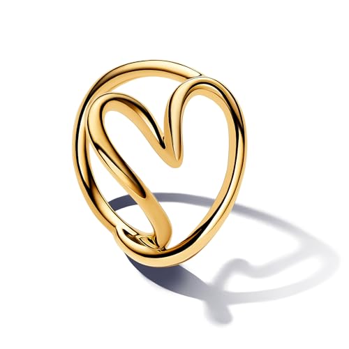 PANDORA Essence Organisch Geformtes Herz Ring aus Sterling Silber mit vergoldeter Metalllegierung, Größe: 58, 163288C00-58 von PANDORA