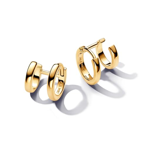 Pandora Essence Doppelte Huggie-Kreolen-Ohrringe aus Sterling Silber mit vergoldeter Metalllegierung, 263280C00 Pandora Essence Doppelte Huggie-Kreolen-Ohrringe aus Sterling Silber mit vergoldeter Metalllegierung, 263280C00 von PANDORA