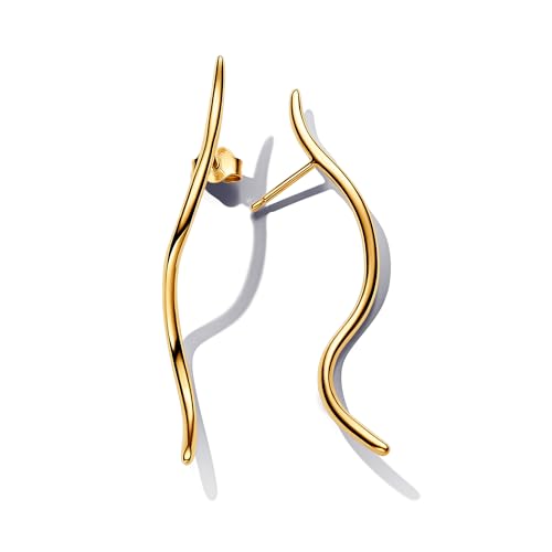 Organisch Geformte Draht Ohrringe aus Sterling Silber mit vergoldeter Metalllegierung, 263287C00 von PANDORA