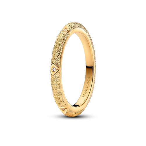PANDORA ME Struktur & Steine Ring aus Sterling Silber mit vergoldeter Metalllegierung und Zirkonia Steinen, Größe: 56, 163322C01-56 von PANDORA