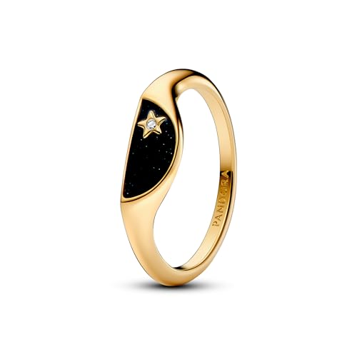 PANDORA ME Halbierter Emaille Siegelring aus Sterling Silber mit vergoldeter Metalllegierung und Zirkonia Steinen, Größe: 58, 163325C01-58 PANDORA ME Halbierter Emaille Siegelring aus Sterling Silber mit vergoldeter Metalllegierung und Zirkonia Steinen, Größe: 58, 163325C01-58 von PANDORA