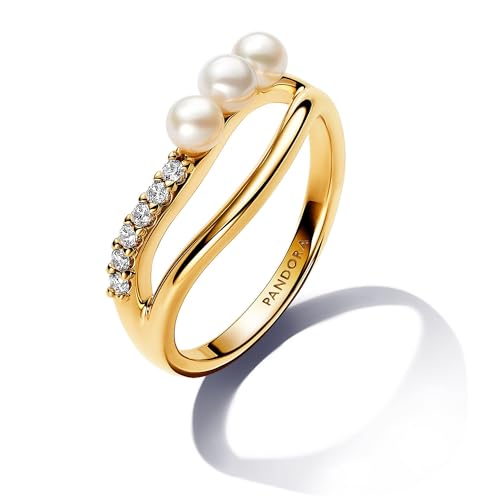 PANDORA 14k Gold-plated unique metal blend Pearl Mixed stone White 163258C01 von PANDORA