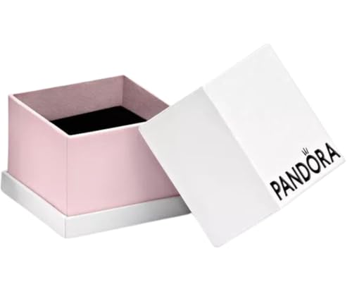 PANDORA Kleine quadratische Damen-Ringbox Weiß und Rosa Logo – ideal für Ringe und Charms – Größe: 4 x 4 x 4 cm – inklusive Kissen, Karton, ohne Edelstein (2) von PANDORA