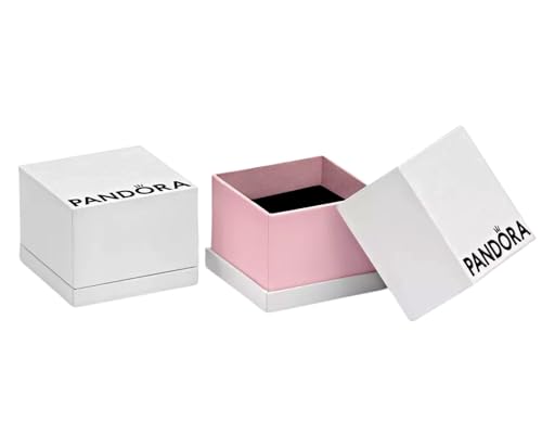 PANDORA Kleine quadratische Damen-Ringbox von Pandora in Weiß und Rosa mit Pandora-Logo – ideal für Ringe und Charms – Größe: 4 x 4 x 4 cm – inklusive Kissen, Karton, ohne Edelstein (2) von PANDORA