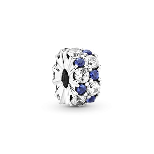 PANDORA Clip / Stopper "klares & blaues Funkeln" silber/blau, Zirkonia 799171C01 von PANDORA