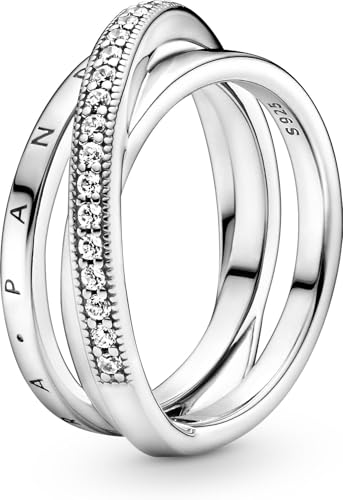 PANDORA Ring "überkreuzendes Dreifachband" silber, Zirkonia 199057C01 48 von PANDORA