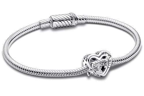 PANDORA Damen-Armband mit Charm Silber Familie Herz & Stern Geschenkset 68109-18 18 cm von PANDORA
