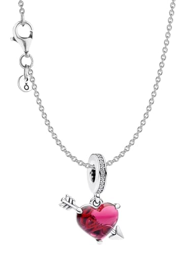 PANDORA Damen-Halskette Silber Rotes Herz mit Pfeil Set 68101 von PANDORA