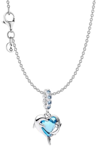 PANDORA Damen-Kette Silber Geschenk-Set Blaue Muranoglas Delfine 28908 von PANDORA