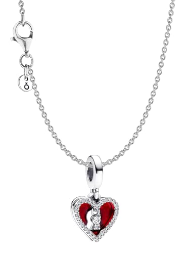 PANDORA Damen-Kette Silber Rotes Herz mit Doppeltem Schlüsselloch Set 68102 PANDORA Damen-Kette Silber Rotes Herz mit Doppeltem Schlüsselloch Set 68102 von PANDORA