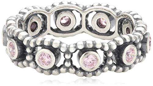 PANDORA Damen-Ring 925 Sterling Silber Zirkonia rosa Gr.56 (17.8) 190881PCZ-56 von PANDORA