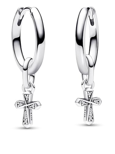 PANDORA Damen Schmuck-Set Creolen Funkelndes Kreuz Silber 68328 von PANDORA
