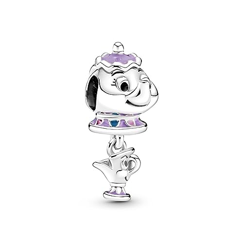 PANDORA Disney Die Schöne und das Biest Madame Pottine und Tassilo Charm-Anhänger aus Sterlingsilber aus der PANDORA Disney X Kollektion, 799015C01 von PANDORA