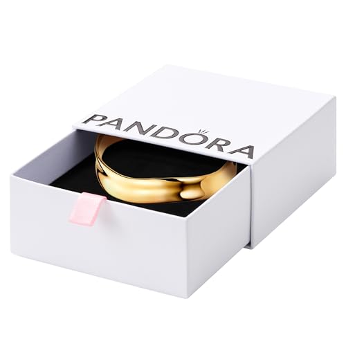 PANDORA Essence Organisch Geformter Breiter Offener Armreif aus Sterling Silber mit vergoldeter Metalllegierung, Größe: 19cm, 563302C00-3 von PANDORA
