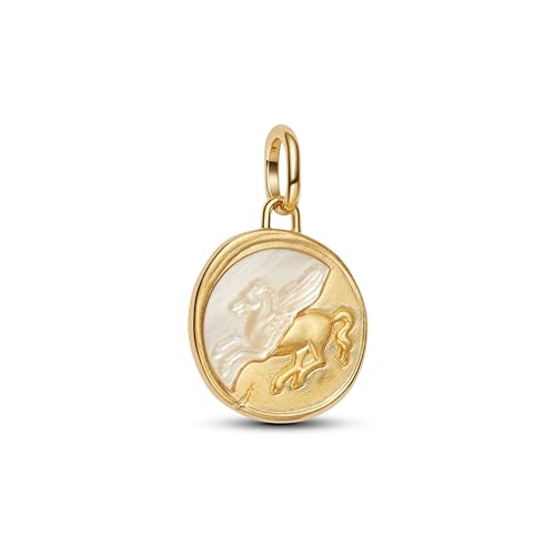 PANDORA ME Pegasus Medaillon-Charm aus Sterling Silber mit 14K vergoldeter Metalllegierung, künstliches Perlmutt, Kompatibel Me und Moments, 764090C01 von PANDORA