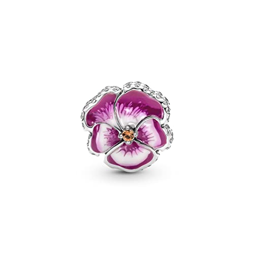 PANDORA MOMENTS Charm Pinkes Garten-Stiefmütterchen Blume Silber 790777C01 von PANDORA