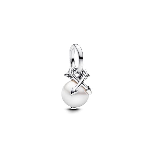 PANDORA ME Perle & Pfeile Mini-Charm-Anhänger aus Sterling Silber mit Perle, Kompatibel Moments, 793687C01 von PANDORA