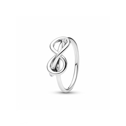 PANDORA Moments Unendlichkeitsknoten Ring aus Sterling Silber mit Zirkonia, Größe: 54, 193759C01-54 von PANDORA