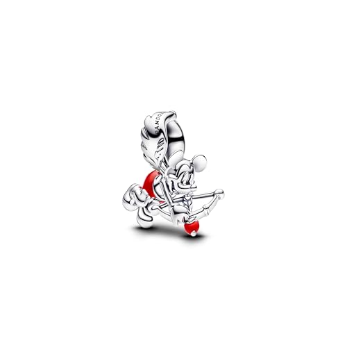 PANDORA Moments Disney Micky Maus Amor Charm aus Sterling Silber mit künstlichem Kristall, Kompatibel Moments Armbänder, 793616C01 von PANDORA