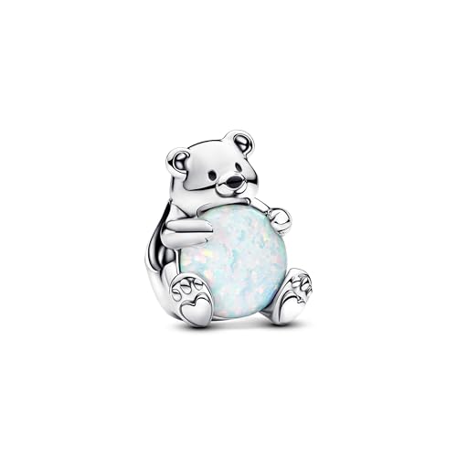 Pandora Moments Eisbär Charm aus Sterling Silber mit synthetischer Opal, Kompatibel Moments Armbänder, 793589C01 von PANDORA
