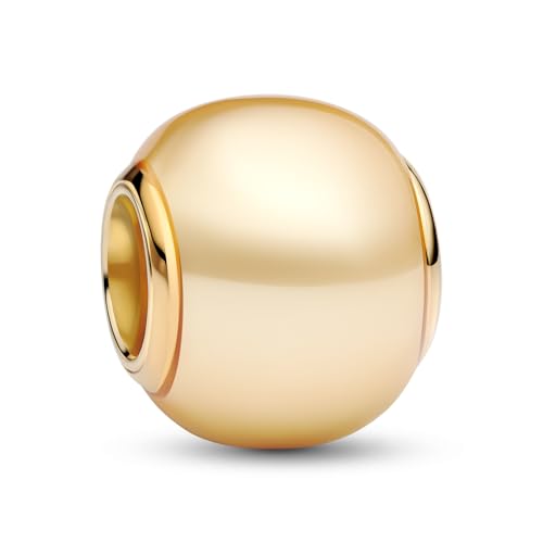 PANDORA Moments Gold-Charms aus 14K vergoldetem Sterling Silber mit Kunstperle, Kompatibel Moments Armbändern, 763781C01 von PANDORA