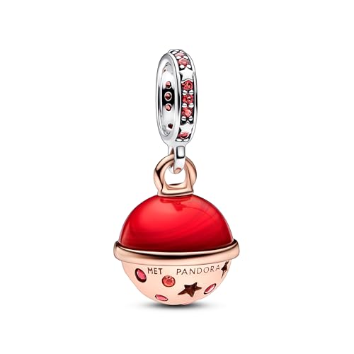Pandora Moments Planet Mars Murano & funkelnder Charm-Anhänger aus Sterling Silber mit Rosévergoldeter Metalllegierung, Kompatibel Moments und ME Armbänder, 782433C01 von PANDORA