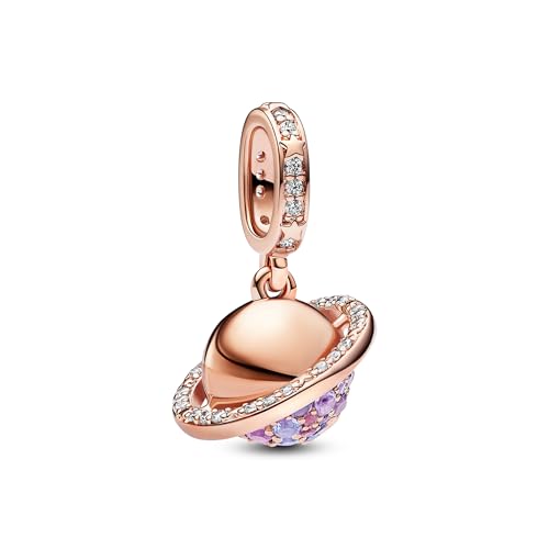 PANDORA Moments Planet Saturn funkelnder Charm-Anhänger aus Sterling Silber mit Rosévergoldeter Metalllegierung, Kompatibel Moments und ME Armbänder, 782433C01 PANDORA Moments Planet Saturn funkelnder Charm-Anhänger aus Sterling Silber mit Rosévergoldeter Metalllegierung, Kompatibel Moments und ME Armbänder, 782433C01 von PANDORA
