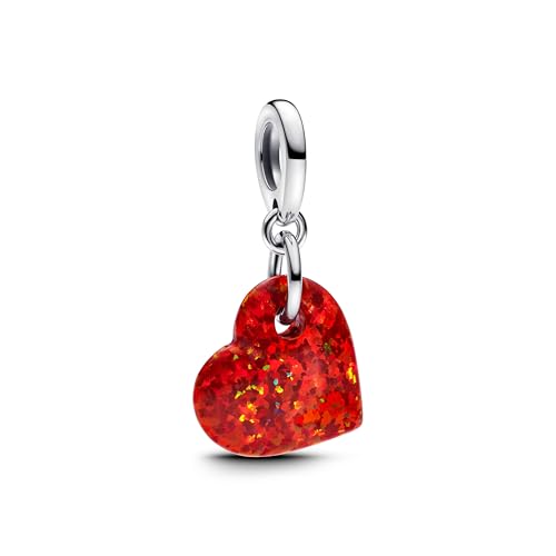 PANDORA Moments Schillerndes Rotes Herz Charm-Anhänger aus Sterling Silber mit synthetischer Opal, Kompatibel Moments und ME Armbänder, 793348C01 PANDORA Moments Schillerndes Rotes Herz Charm-Anhänger aus Sterling Silber mit synthetischer Opal, Kompatibel Moments und ME Armbänder, 793348C01 von PANDORA