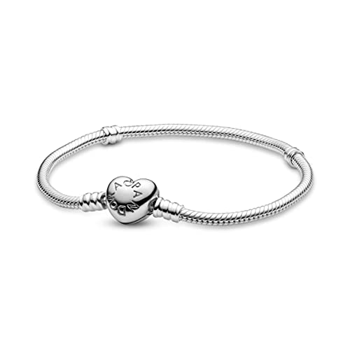 PANDORA Moments Schlangen-Gliederarmband mit Herz-Verschluss aus Sterlingsilber aus der PANDORA Moments Collection, Größe: 17 cm PANDORA Moments Schlangen-Gliederarmband mit Herz-Verschluss aus Sterlingsilber aus der PANDORA Moments Collection, Größe: 17 cm von PANDORA